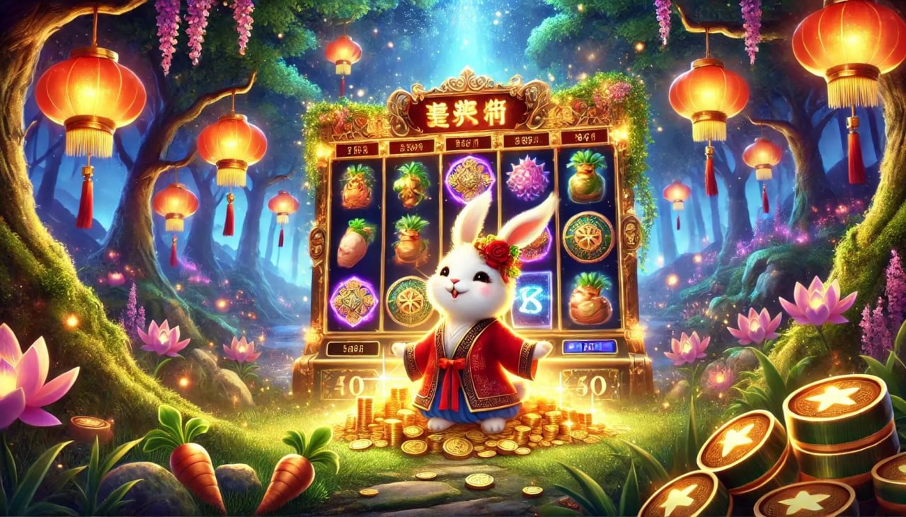 Visual slot online dengan tema neon dan animasi